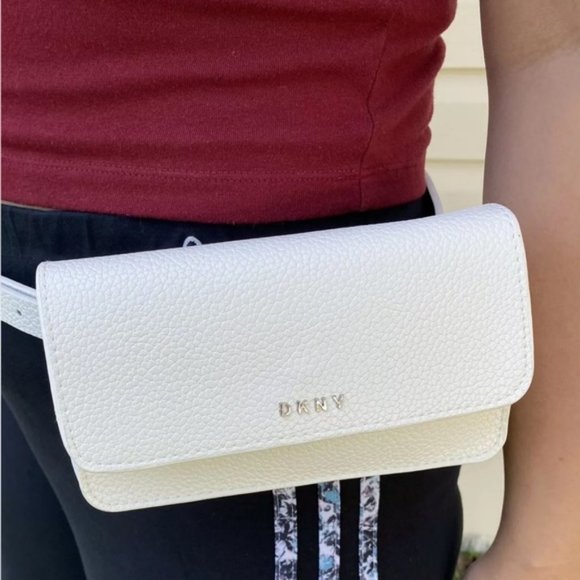 Dkny Handbags - DKNY White Faux Pebble Leather Belt Bag Fanny Bag